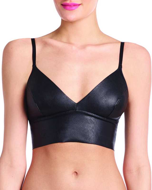 Faux-Leather Long-Line Bralette